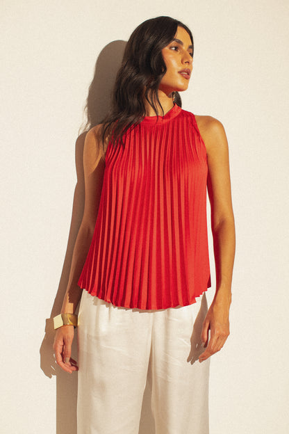 Blusa Plissada de Cetim