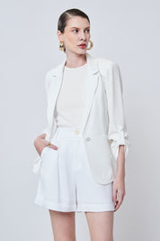 Blazer em alfaiataria com martingale Cor Branco