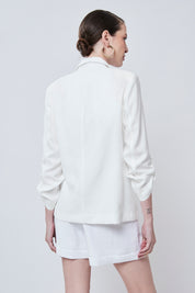 Blazer em alfaiataria com martingale Cor Branco