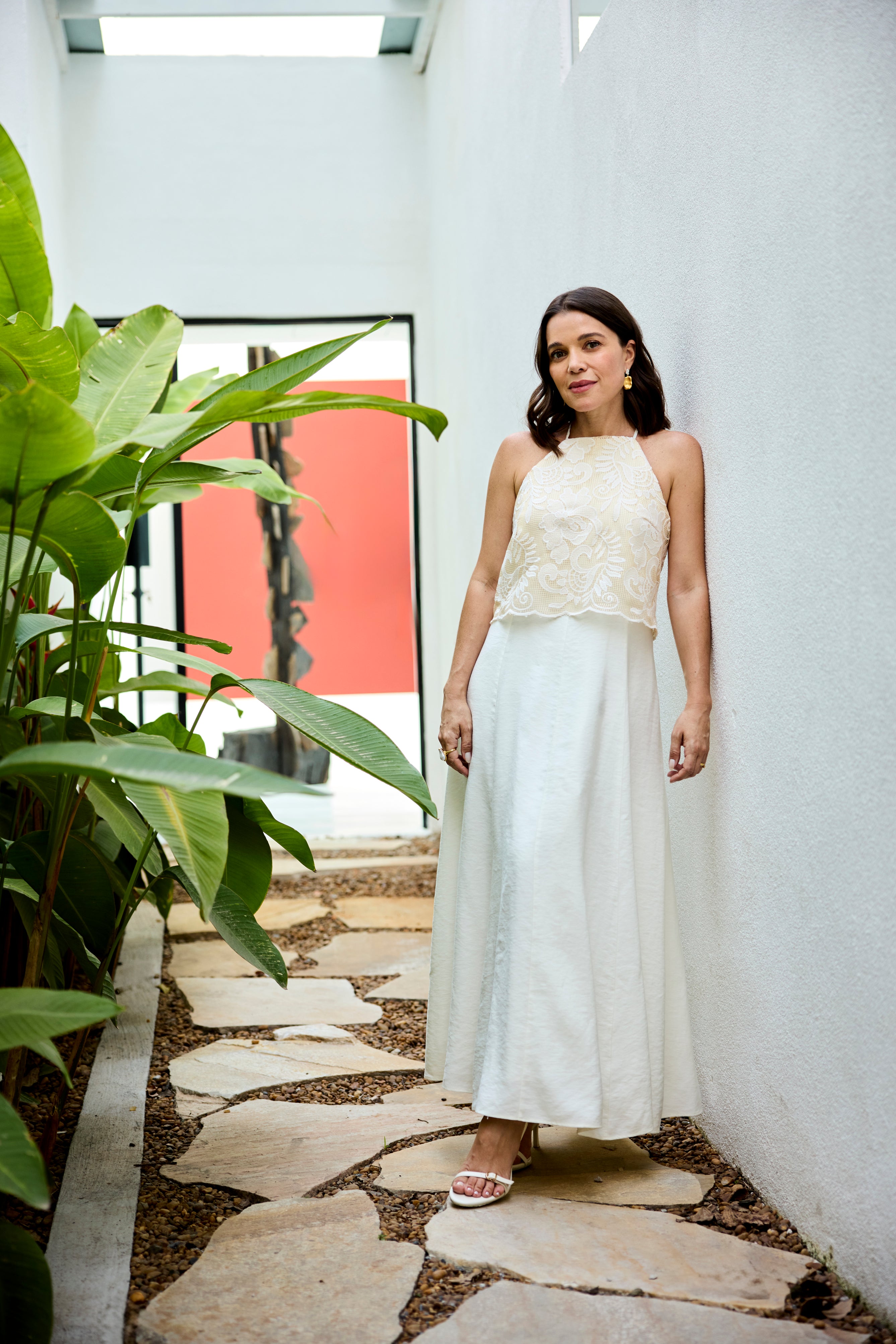 Vestido Midi Halter Renda Floral Aramodu - Elegante e Confortável