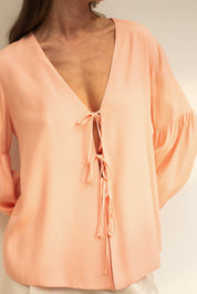 Blusa em crepe com laços, cor Rosa blush